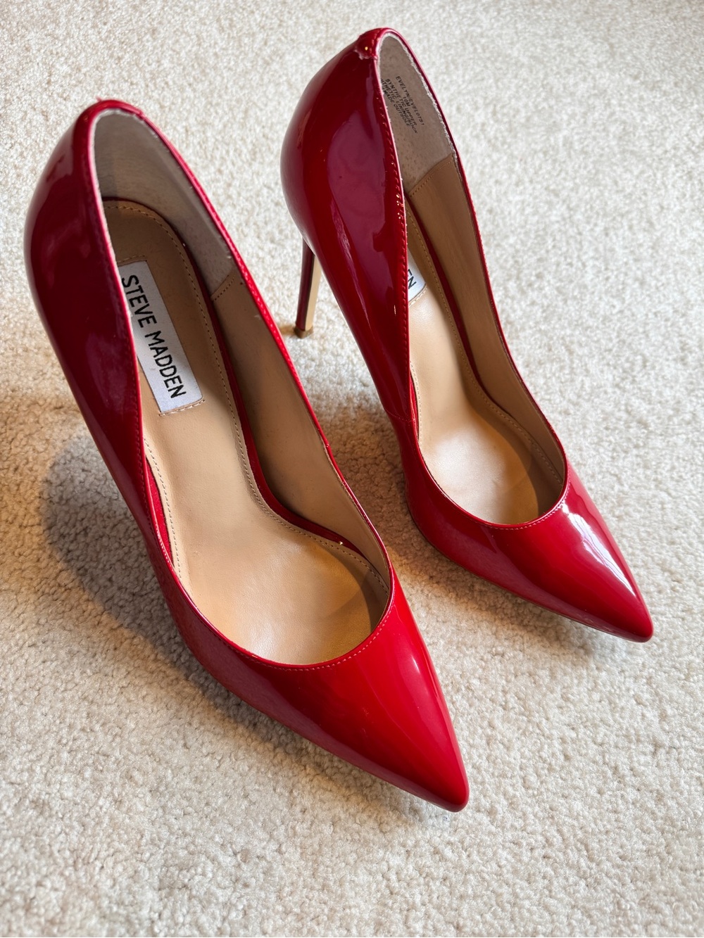 Steve Madden Red Patent Pointed-Toe Stiletto Pumps | Size 10